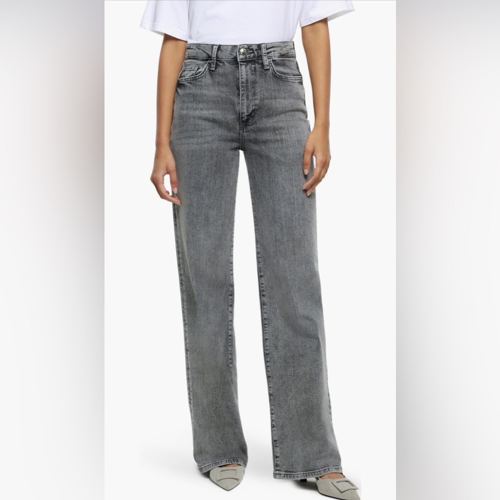River Island Jamill Slim Wide Leg Jeans Gray